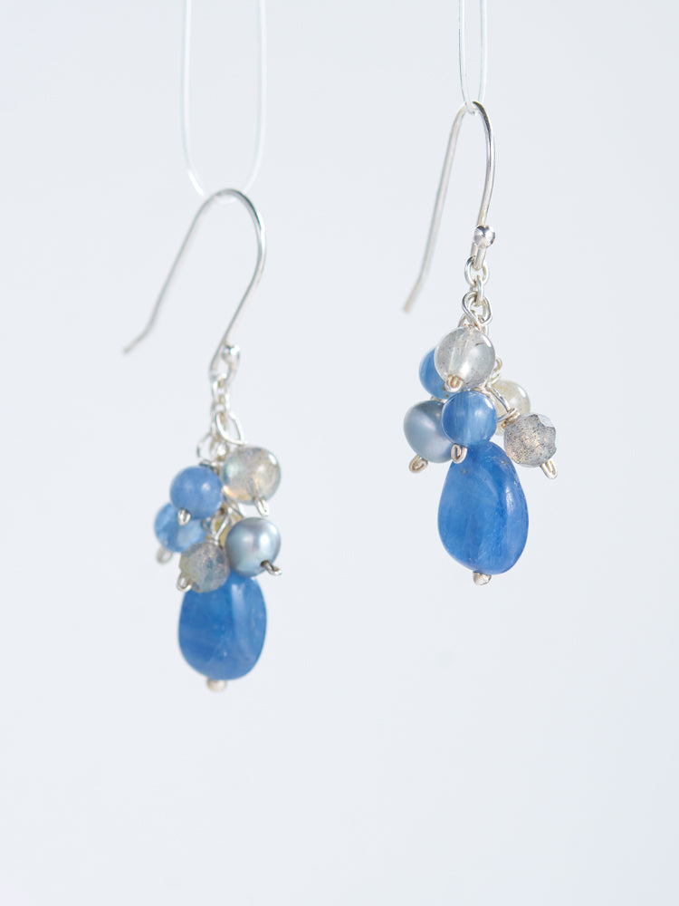 kyanite & labradorite & pearl earrings