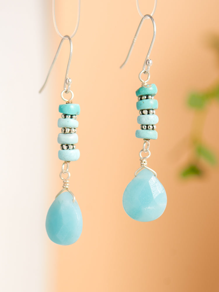 Turquoise with amazonite earrings