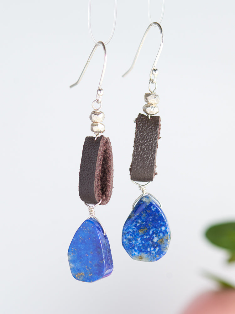 leather & lapis lazuli earrings