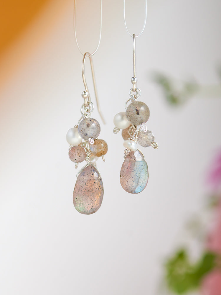 labradorite & pearl earrings