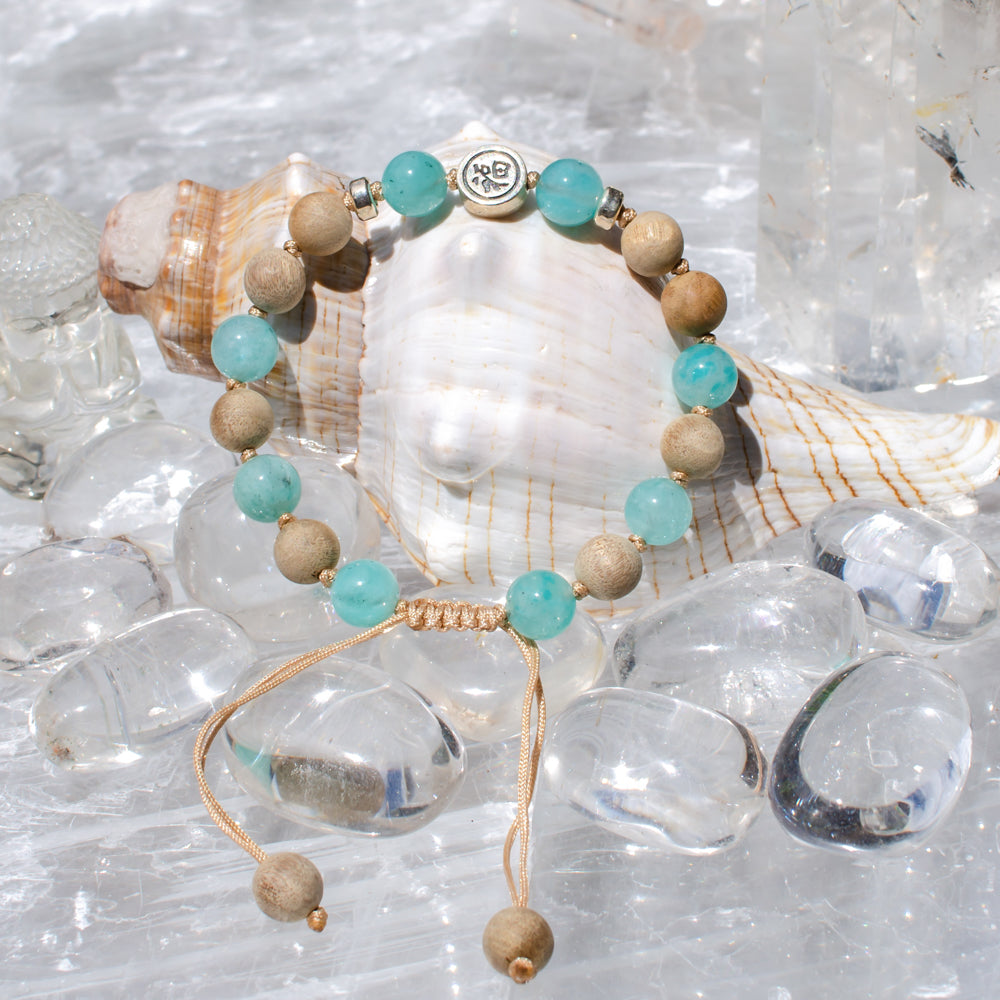 ‘fu’福 bracelet jade rose quartz amethyst Amazonite aquamarine