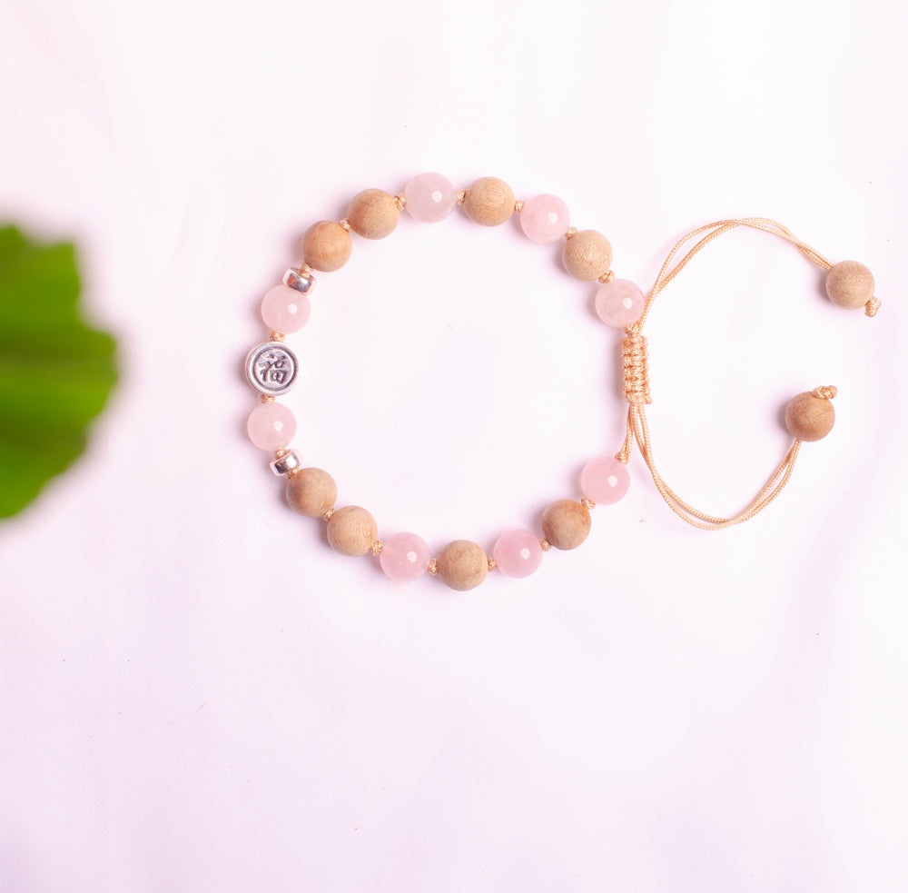 ‘fu’福 bracelet jade rose quartz amethyst Amazonite aquamarine