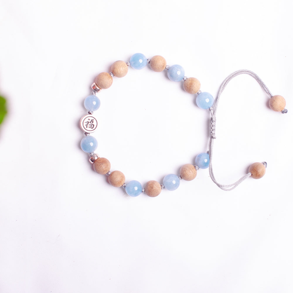 ‘fu’福 bracelet jade rose quartz amethyst Amazonite aquamarine