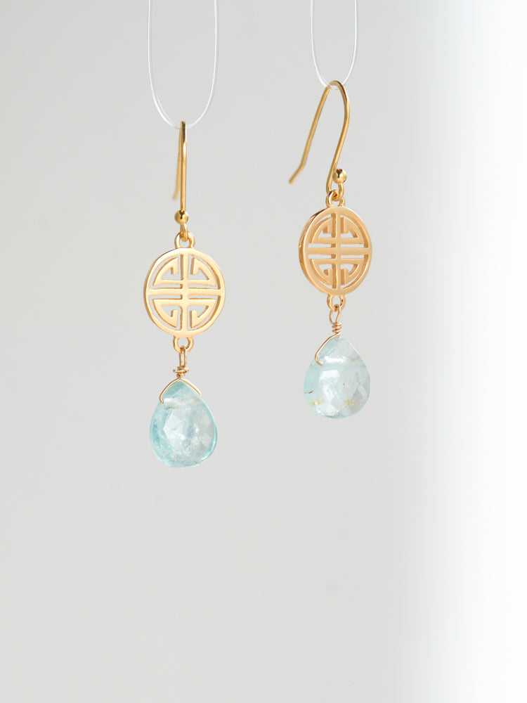 aquamarine & double happiness earrings