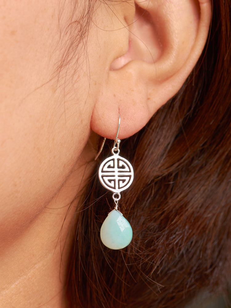 amazonite & double happiness earrings
