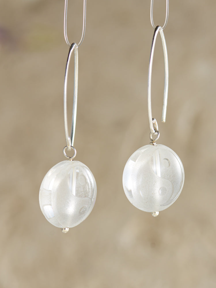 white black simple earrings