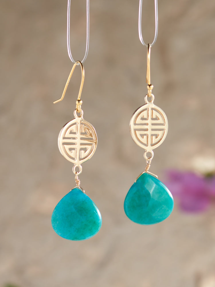 Quartz & double happiness earrings