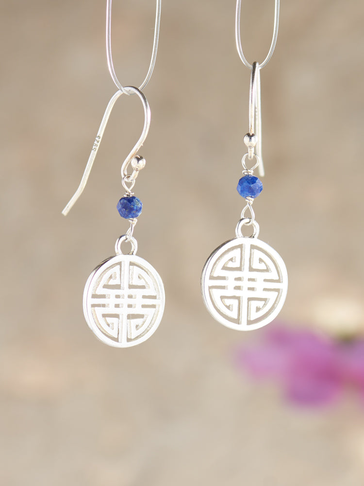 lapis lazuli & double happiness earrings