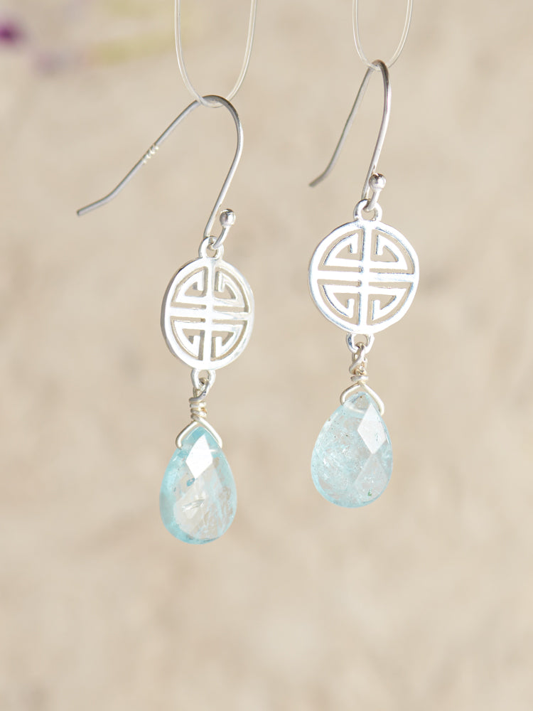 aquamarine & double happiness earrings