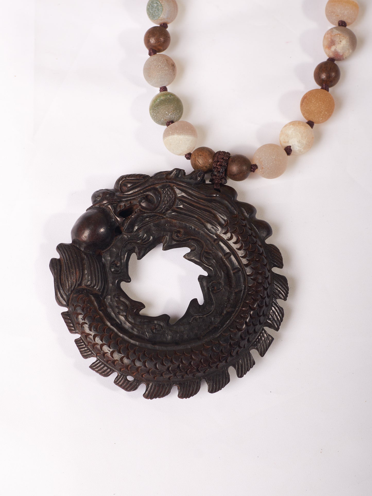 dragon & agate chinese style long necklace