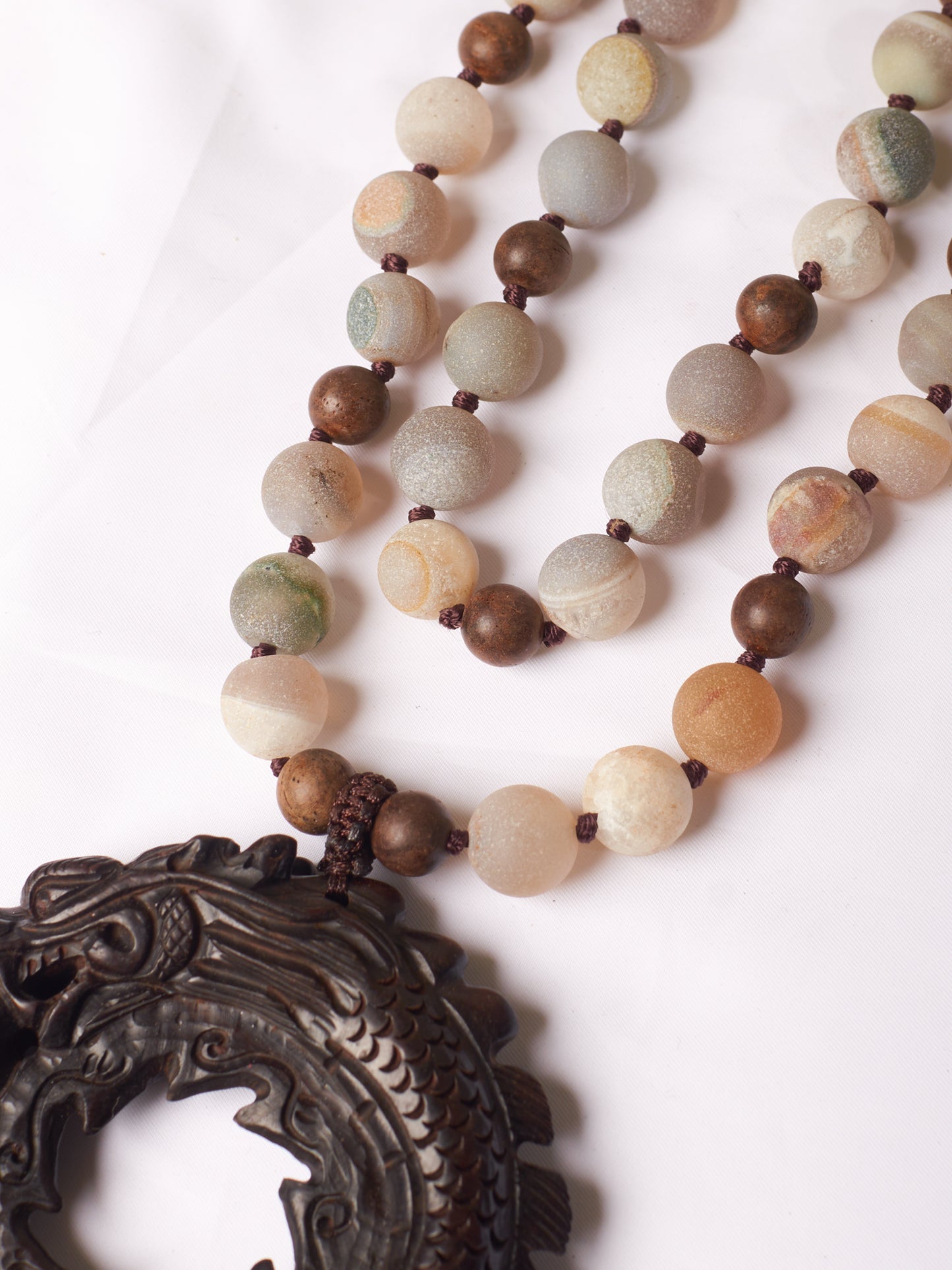 dragon & agate chinese style long necklace