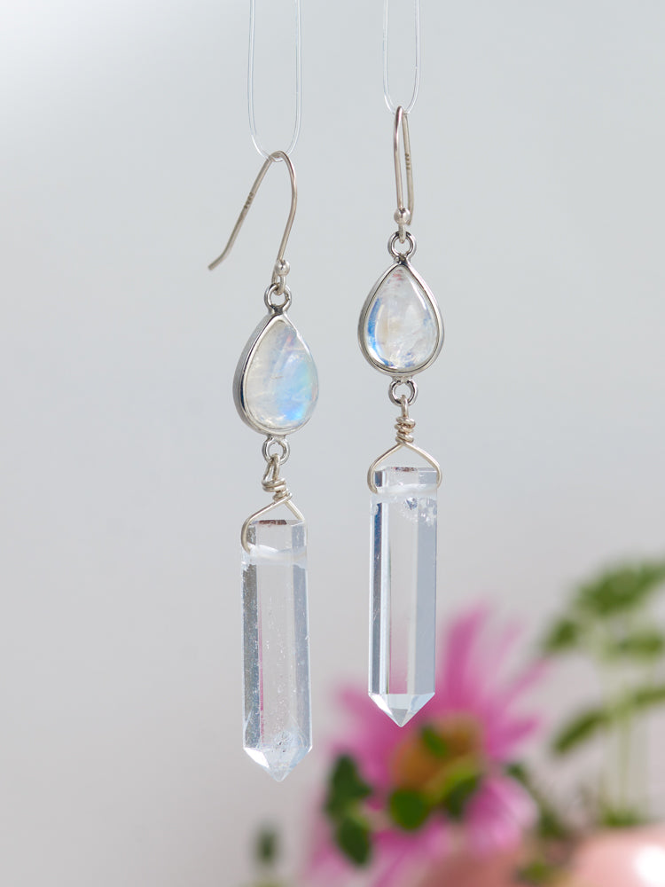 moonstone & quartz earrings