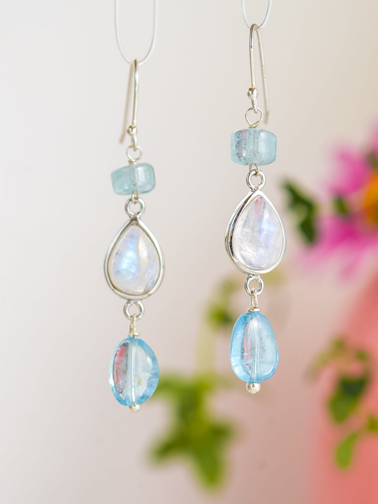 moonstone & aquamarine earrings