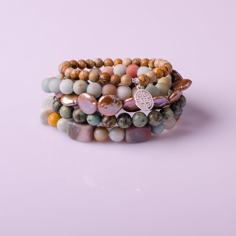 amazonite Sets bracelet & Double Happiness S925charms