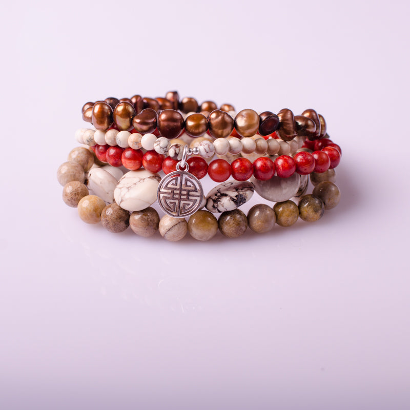 Coral Sets bracelet & Double Happiness S925charms
