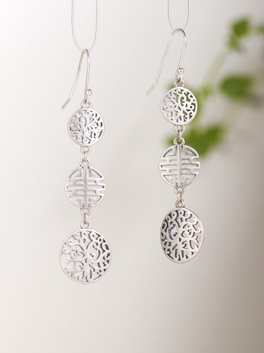 Six-petal rosette & double happiness earrings
