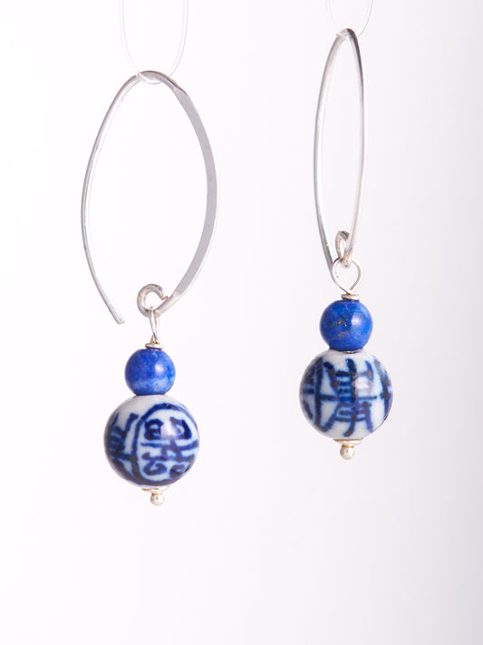 (chinese style ) blue red earrings