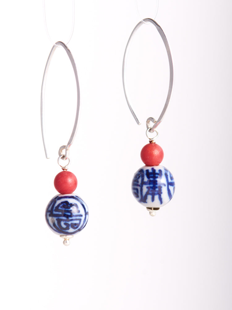 (chinese style ) blue red earrings