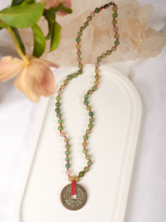 "Coin"&jade necklace