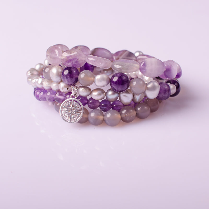 Amethyst Sets  bracelet & Double Happiness S925charms